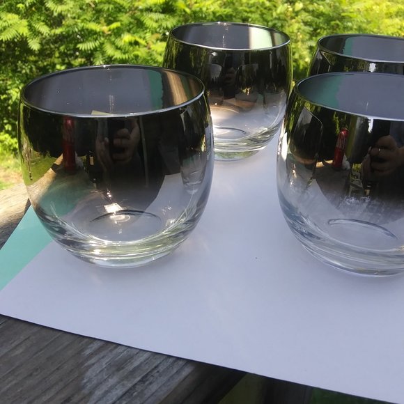 Mid century modern silver fade rolly polly glasses Set of four glasses SET B - Picture 3 of 15